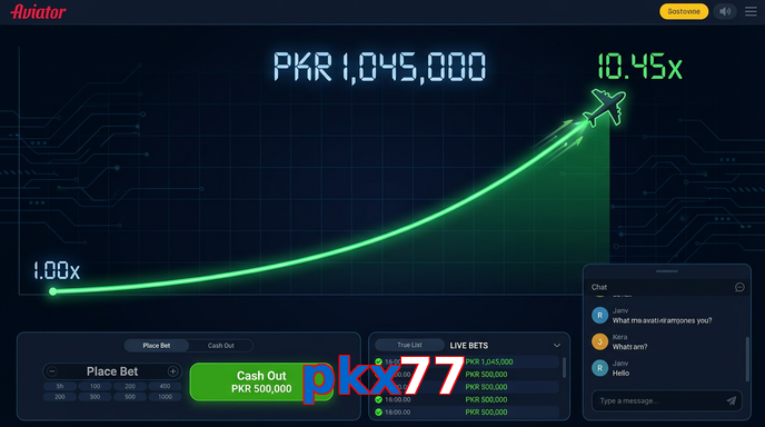 Main screen of Pkx77 aviator page for PK players