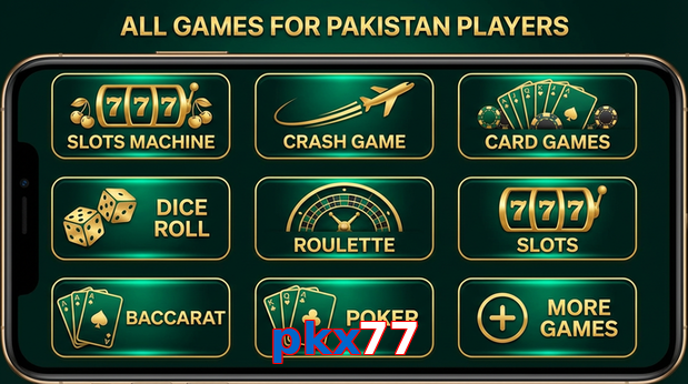 Main screen of Pkx77 games page for PK players